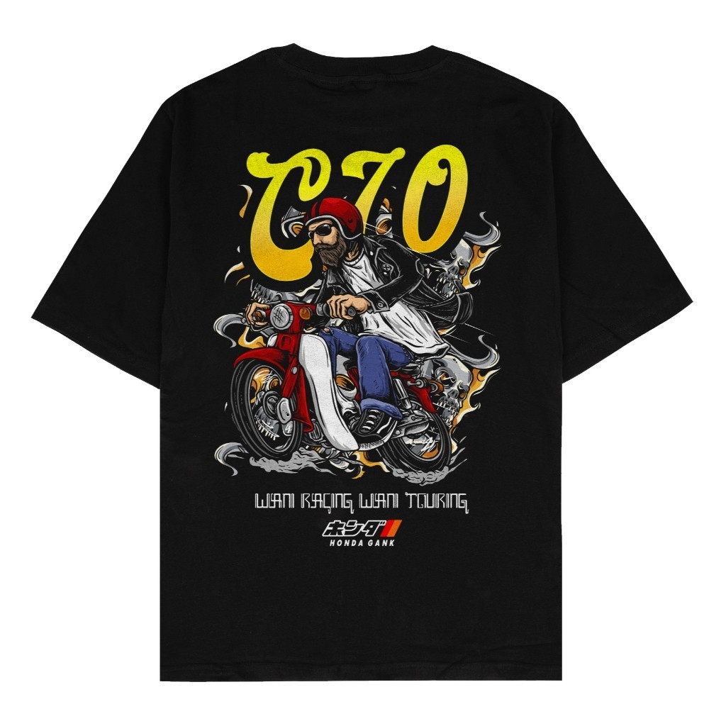 Beseldi - Kaos Baju Distro Motor Tua Honda C70 Klasik Wani Racing Wani Touring Tshirt Honda Gank Pak