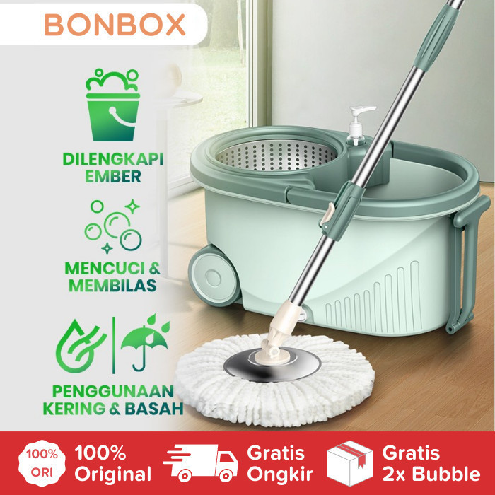 Alat Pengepelan Lantai Putar Otomatis Pel Pelan Pengepel Spin Mop