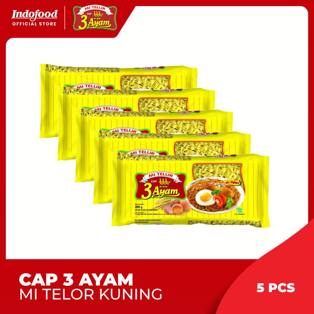 

5 PCS - Cap 3 Ayam Mie Telor Kuning 200 Gr