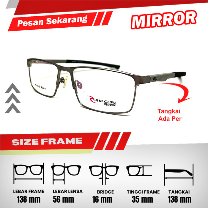 Frame Kacamata Pria / Wanita Sporty RC R8048 Lebar Frame 138 Size 56 Bridge 16 Full Frame Model Kota