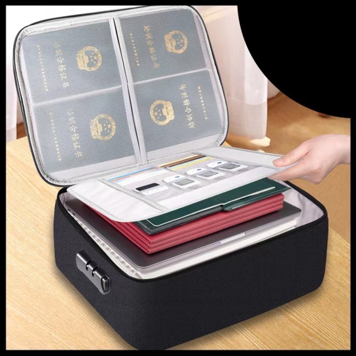 

[KUALITAS TERBAIK] Tas Dokumen Koper Tempat Penyimpanan Sertifikat Berkas Storage Bag - 5 Layer Black