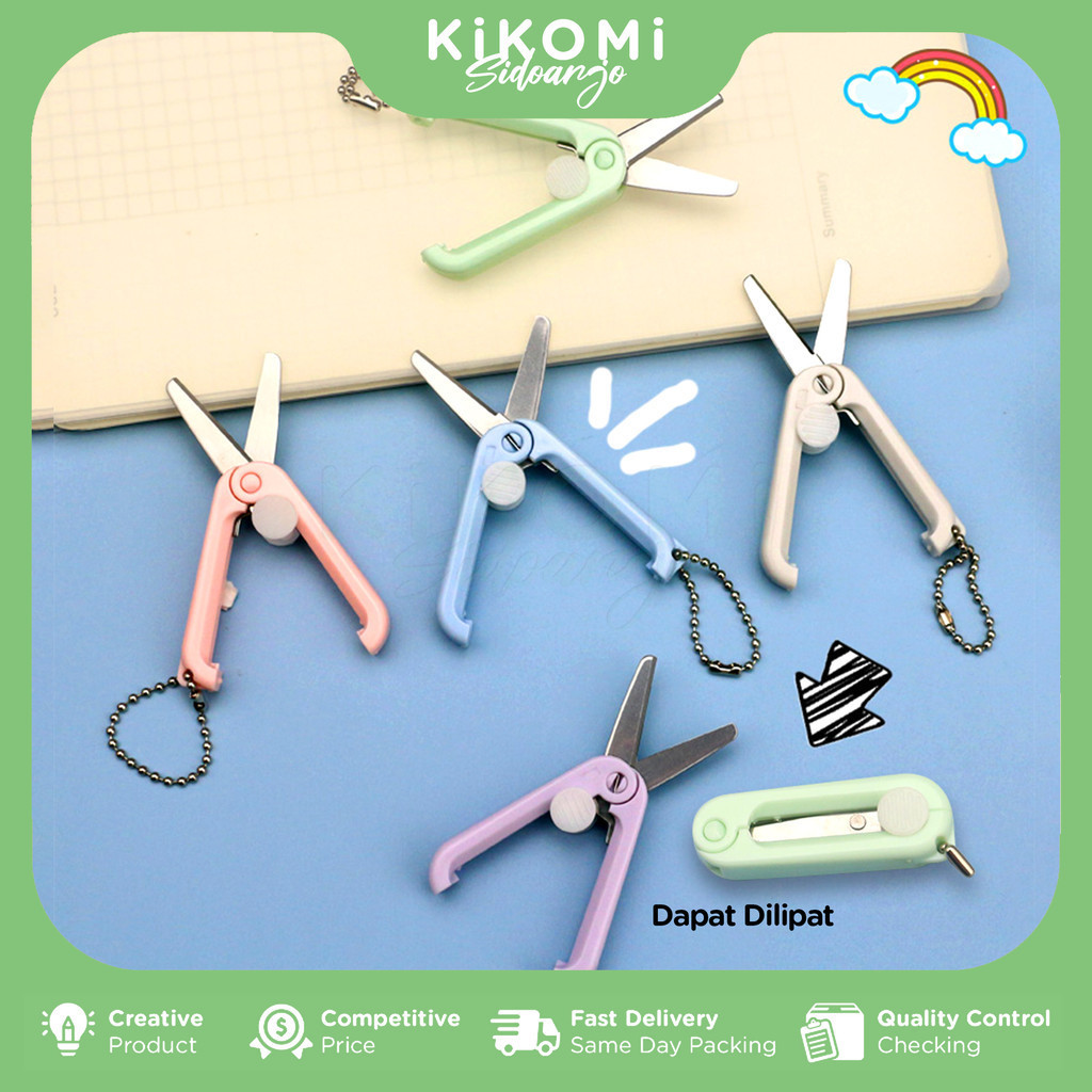 

GUNTING LIPAT MINI TRAVELLING Stainless Steel Retractable Mini Folding Scissors Portable - KM
