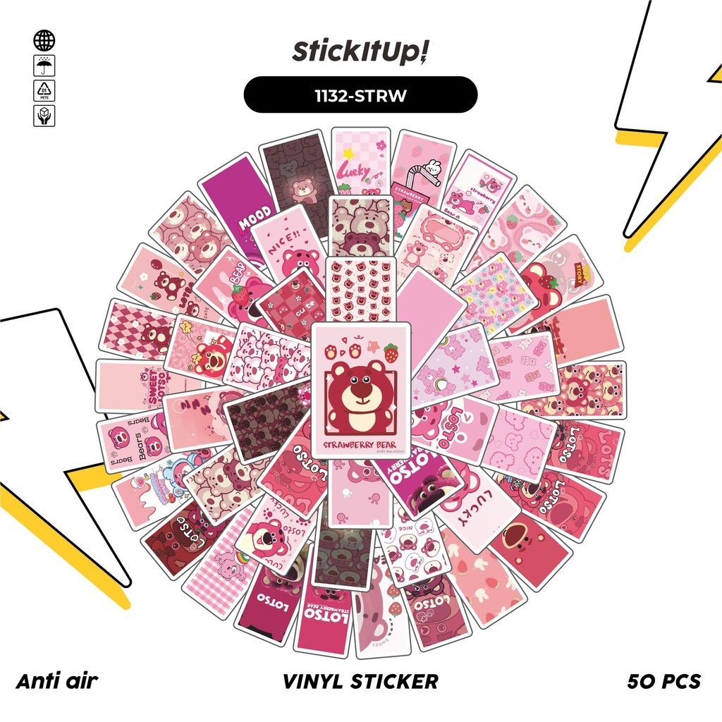 

COD✨ 100 Pcs Stiker Pack Strawberry Lucu Lucu Aesthetic Vynil Waterproof untuk Freebies Sticker Buku Journal Casing HP Laptop
