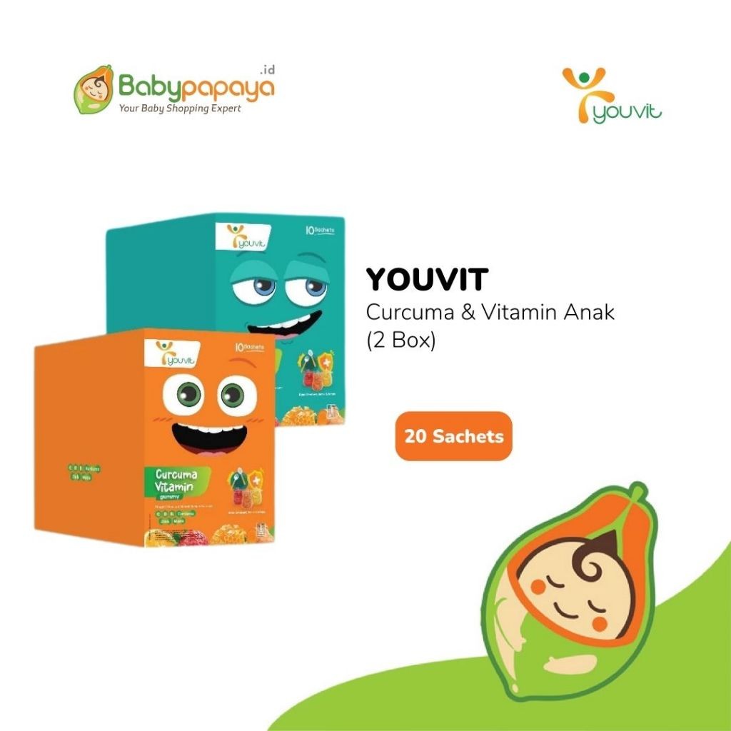 Youvit Curcuma & Vitamin Anak 20 Sachet (2 Box) dengan Curcuma, Zink, dan Madu | Meningkatkan Nafsu 