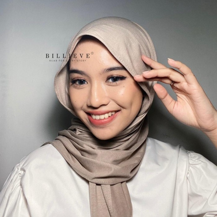 jin PASHMINA KAOS BILLIEVE | PASHMINA RAYON | HIJAB RAYON PREMIUM - Taupe