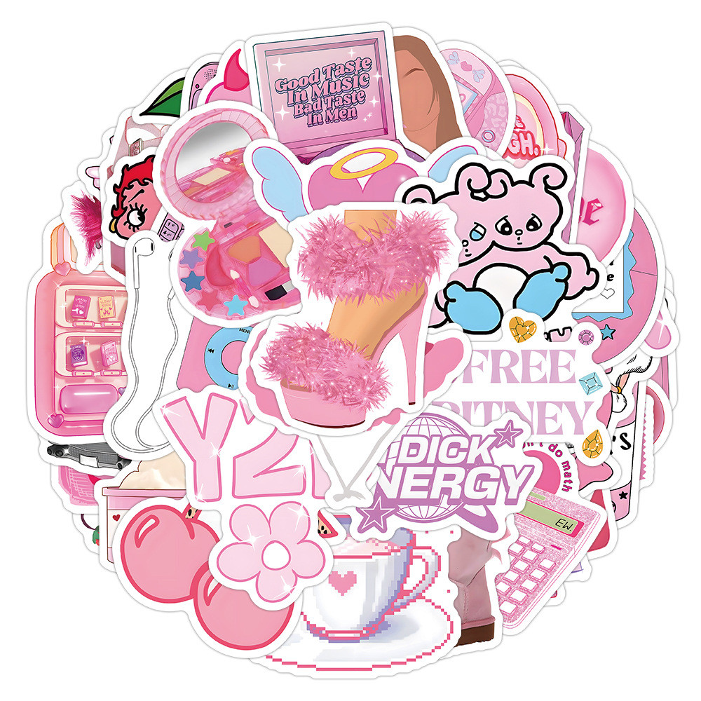 

Pink Power Sticker Pack - 50 Pcs Cute And Girly Pink-themed Stickers For Decorating Phone, Laptop, Notebook And Gifting