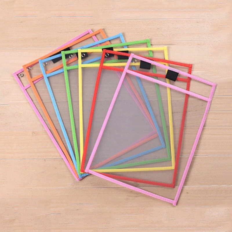 

2-10pcs Document Storage Bag Reusable Waterproof Clear Color Random File Folder Dry Wiping Kids Drawing Board for School Office