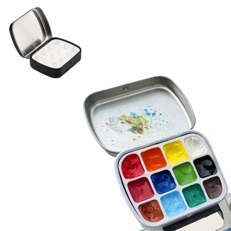 

Rectangle Metal Tin Box 12 Grids Watercolor Paint Tray Mini Watercolor Paint Palette Stationry Children School Art Supplies