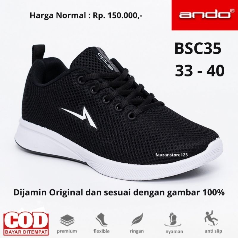 [PROMO SPESIAL] SEPATU SEKOLAH ANAK LAKI LAKI PEREMPUAN ANDO ORIGINAL HITAM PUTIH SD SMP SMA SEPATU 