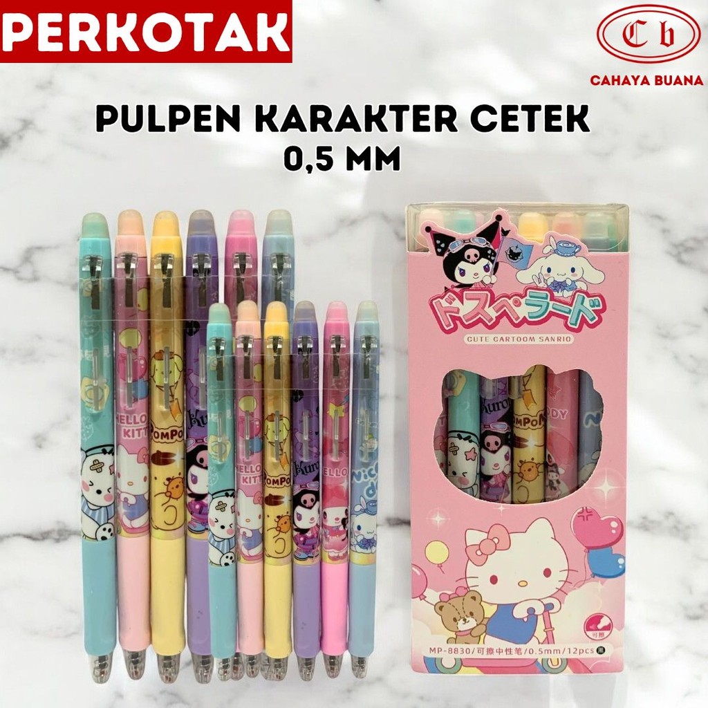 

Pulpen Karakter 12 Pcs / 0,55 mm / Karakter HelloKitty / Kuromi / Cinamorol dll