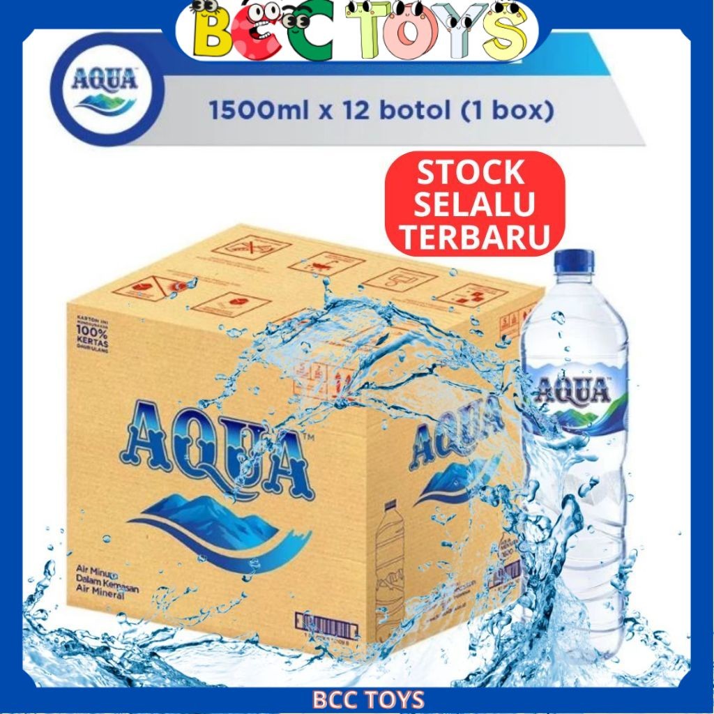 

Air Minerale AQUA Botol 1500ML 1,5Liter / Isi 12 Botol Per DUS PER KARTON BCC