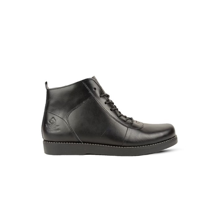 WOLF GOLDEN ORIGINAL | SEPATU PRIA BOOTS KULIT ASLI MODEL BRODO - Hitam, 39 /