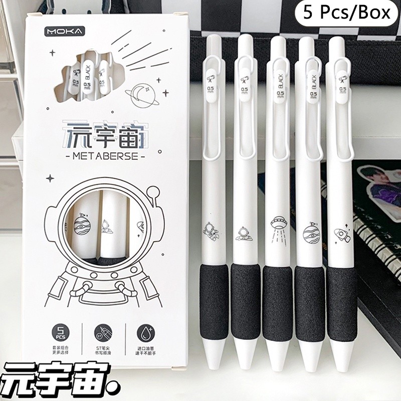 

5 Pcs Boxed 0.5mm Tinta Hitam St Tip Metaberse Series Gel Pen Sekolah