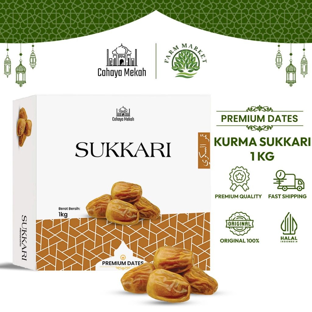 

Cahaya Mekah Kurma Sukkari 1 kg Manis Alami Lembut Segar 100% Asli Tanah Suci