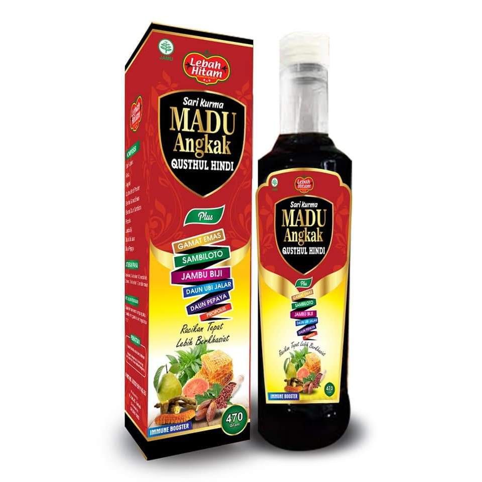 

INBUY - SARI KURMA MADU ANGKAK Lebah HItam 470gr Plus QH Jambu Biji Daun Ubi Jalar efektif atasi DBD thyphus menaikan trombosit