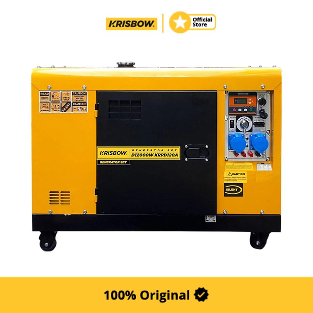 Krisbow Generator Diesel Silent 12000 watt 1P/3P Krpd120A - Kuning Power Supply Generator Listrik Pe