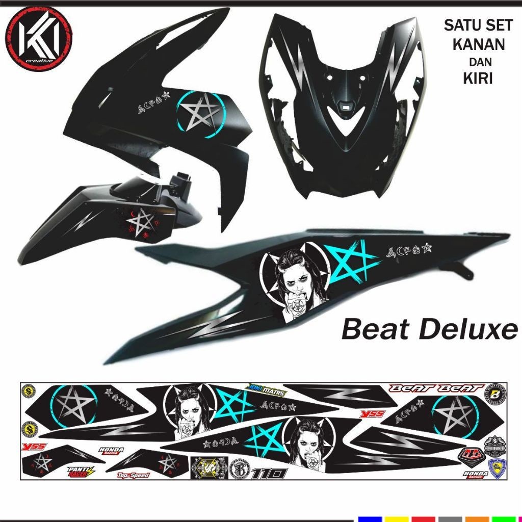 MOTIF KEREN STRIPING STICKER MOTOR BEAT DELUXE ISS 2020 2024 LIS