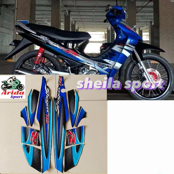 Striping Sticker suzuki shogun 125 r 2005 2006 biru list body shogun motif original