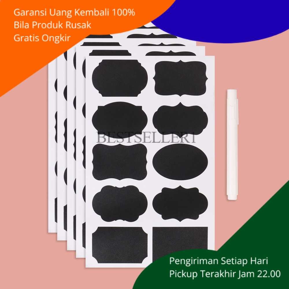 

BS Stiker Label Makanan Ringan Toples Tabung Idul Fitri Lebaran Kue Kering Nama Blackboard Papan Tulis Removable 50 PCS 001