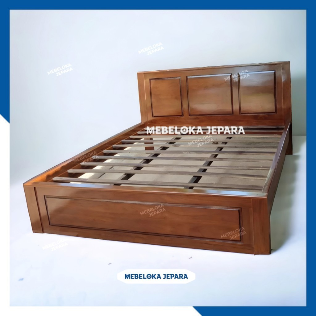 Dipan ranjang kayu jati minimalis. Tempat tidur minimalis jati jepara