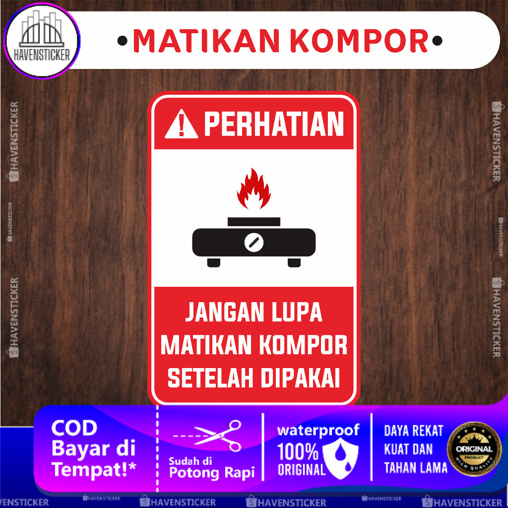 

Stiker Anti Air Matikan Kompor Laminasi Glossy