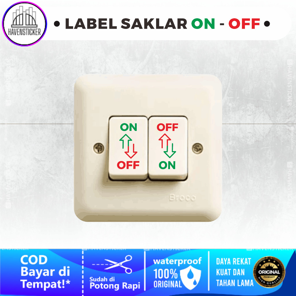 

Stiker Pet Anti Air Label Penanda Saklar Lampu On Off | Off On Laminasi Kilat