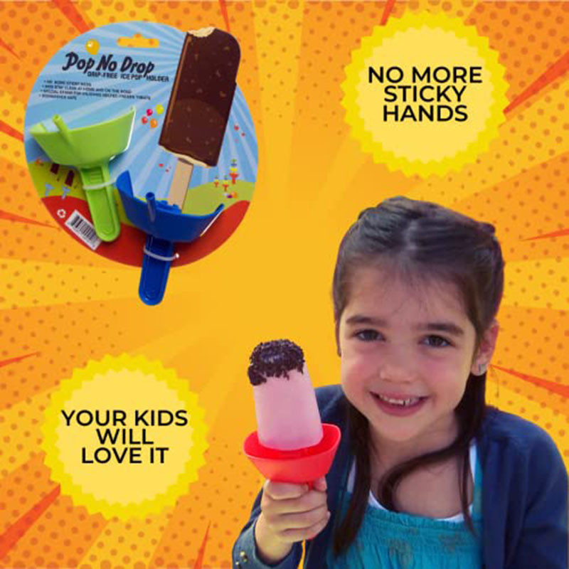 Pop No Drop THE ORIGINAL Popsicle Ice Cream Leak Proof Holder with Straw No Mess Portable Holder