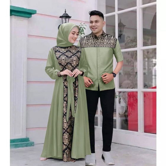 UMMI-CP HERMANSYAH BATIK Couple-Terbatas. Promo Raya - Sarimbit Couple Green Sage Terbaru Lebaran 20