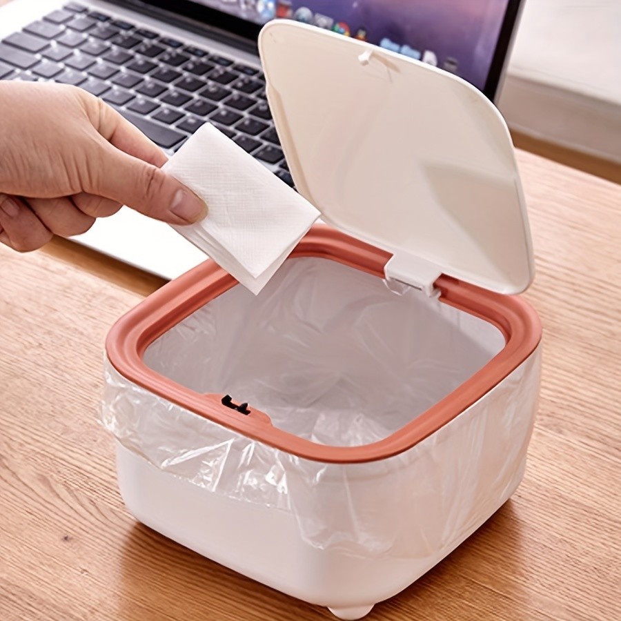 

Desktop trash bin creative paper basket bin mini office press storage bin coffee table miscellaneous storage bin color random