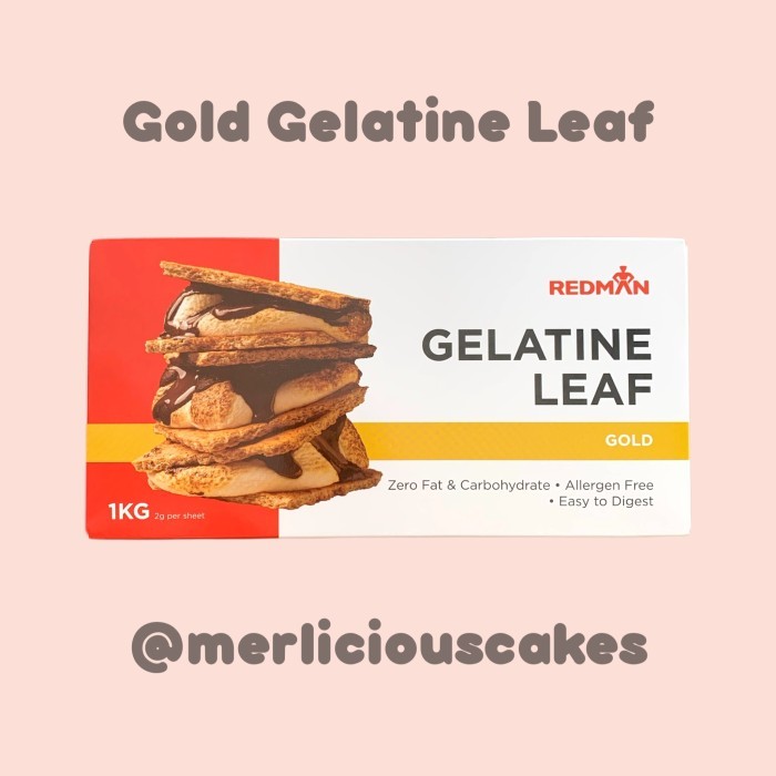 

1 Kg Redman Gold Gelatine Leaf Sheets Gelatin Leafs Lembaran Halal