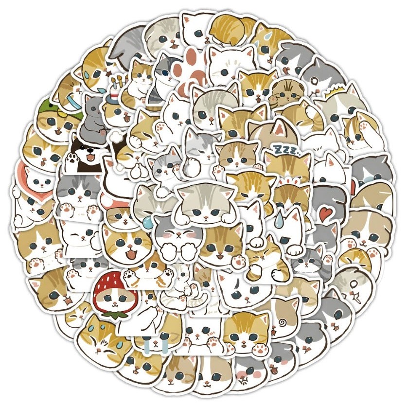 

100 Pcs Sticker Mofusand-3 Waterproof untuk Tempelan Laptop Tumbler HP Koper DIY