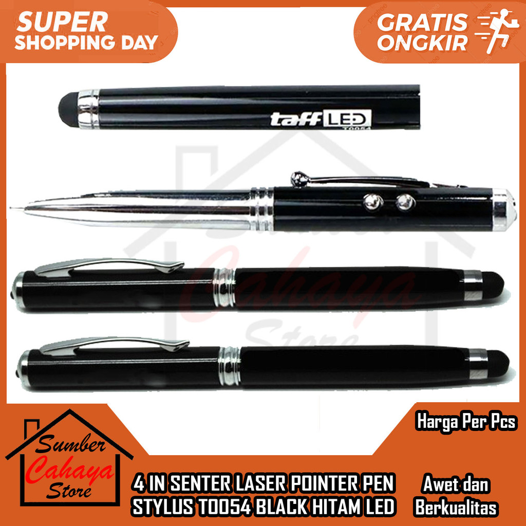 

Pen Pulpen 4 In Senter Laser Pointer T0054 Stylus Penunjuk Presentasi Objek Pena Black Hitam Led Menerangin Panjang 14 Cm Multifungsi Praktis Area Gelap Menulis Menggambar Mengoperasikan Perangkat Touchscreen