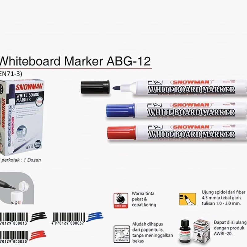 

SNOWMAN Whiteboard Marker ABG-12 Spidol Whiteboard