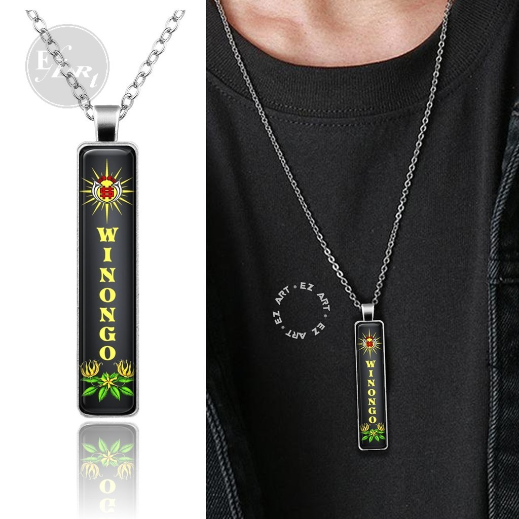 Kalung Silat PSHW TM SH Winongo Liontin Persegi Panjang Stainless Steel Tali Kulit Rantai EZArt