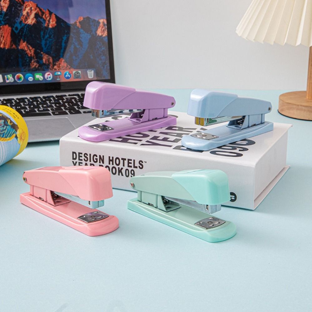 

Staplers for Desk Macaron Color Labor-Saving Stapler Large Size Stable Paper Stapling Machine Simple Portable Stationery