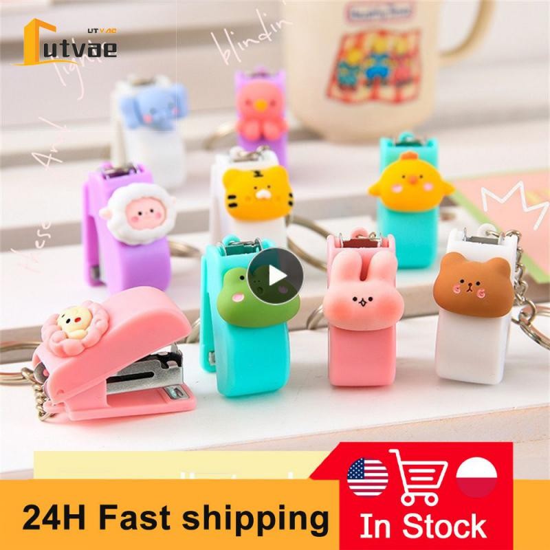 

Cute Mini Animal Stapler Creative Portable Book Binding Machines Keychains School Supplies Office Accessories Stationery Gifts