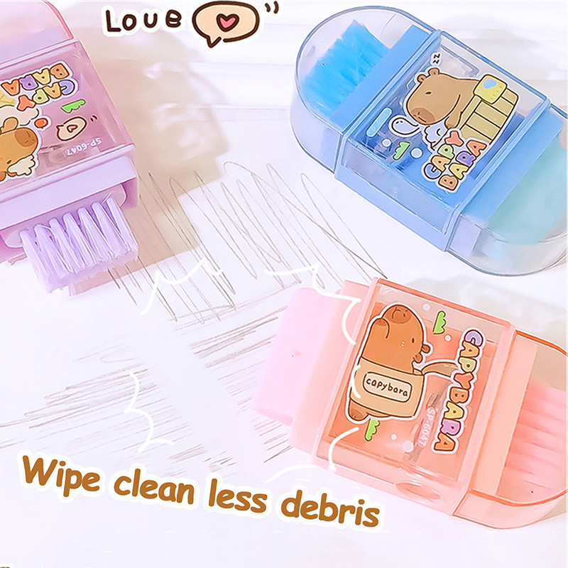 

1PC Cute Cartoon Multifunctional Capybara Eraser Pencil Sharpener Brush Children Gifts Kawaii Student Stationery School Supplies