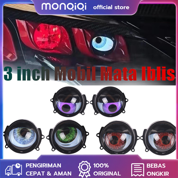 BILED WST 3 INCH Lampu Mobil Mata Iblis Lampu Depan Lensa Hias LED 12V