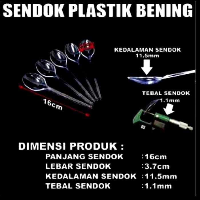 SENDOK GARPU MAKAN PLASTIK BENING PUTIH HITAM SENDOK BEBEK SENDOK PUDING JELLY TEH ES CREAM BESAR KE