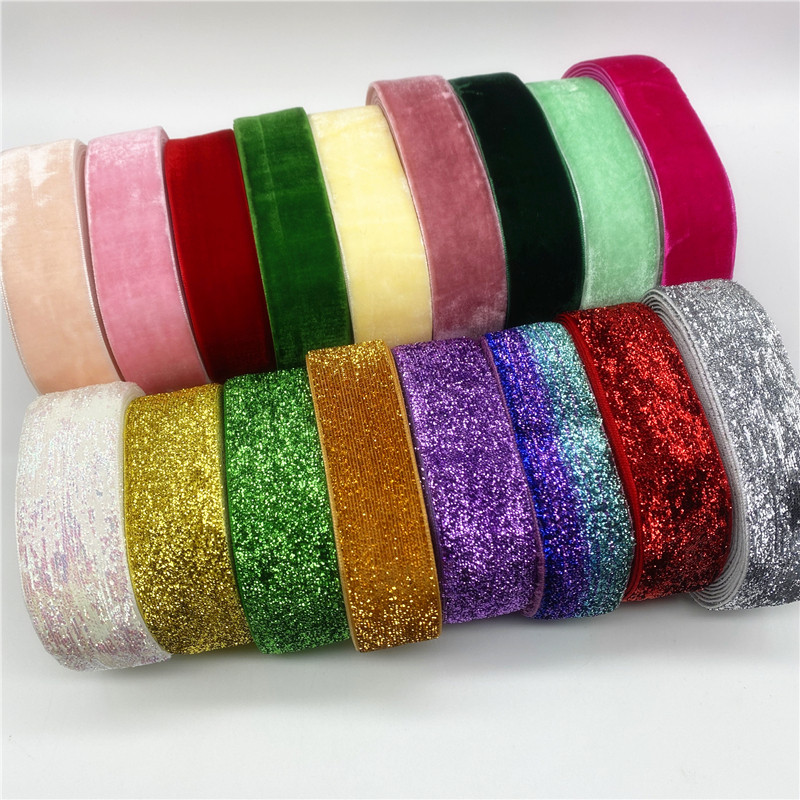 

5yards/Lot 1inch 25mm Velvet Ribbon Handmade Wedding Party Decoration Ribbon For Gift Wrapping DIY Hair Bows Sewing Crafts