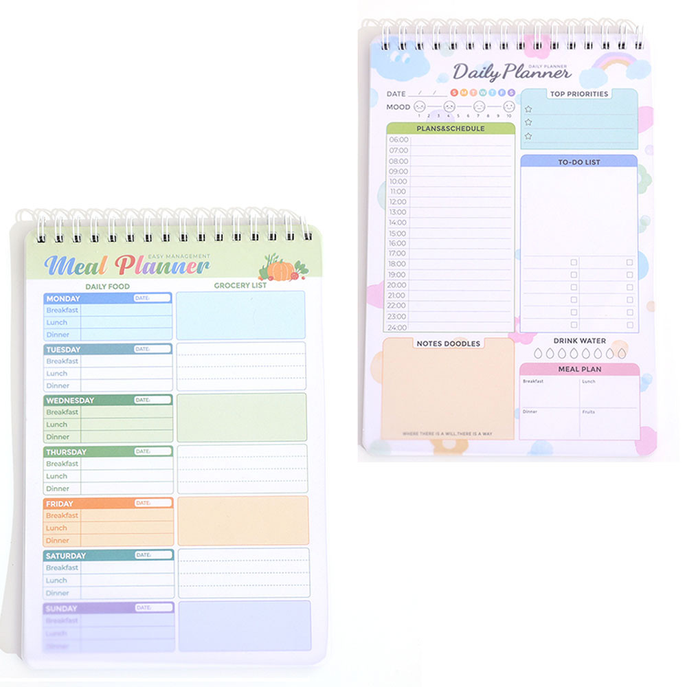 

32sheets Cute Daily Planner Meal Planner Schedules Transparent PVC Hardcover Top Priorities Notepad Organizer Meal Plan Notebook