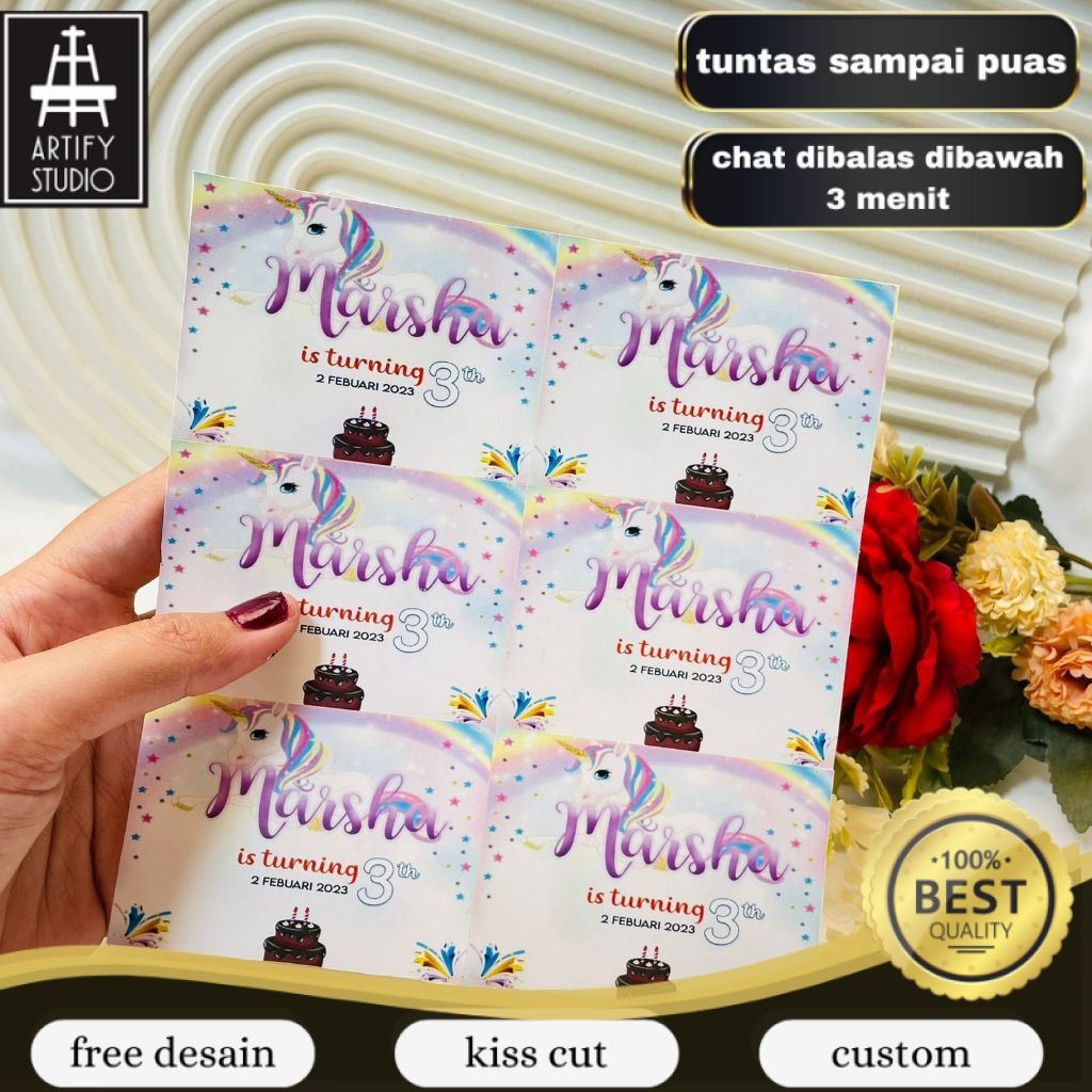

Artify Print Sticker Ulang Tahun Anak Stiker Label Ultah Ulang Taun Bentuk Persegi Free Desain