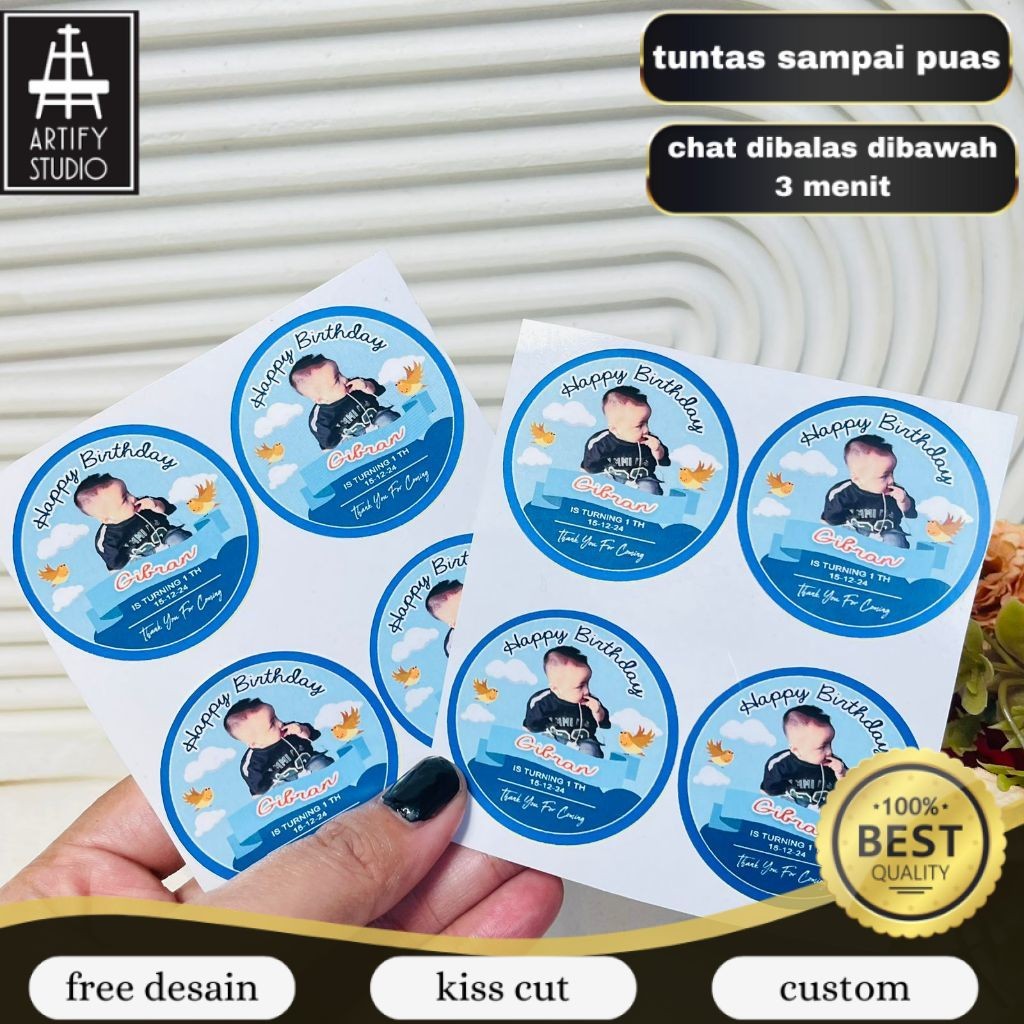 

Artify 2-4 Stiker Vinyl Ulang Tahun Anak Anti Air Bulat Label Sticker Undangan Happy Birthday