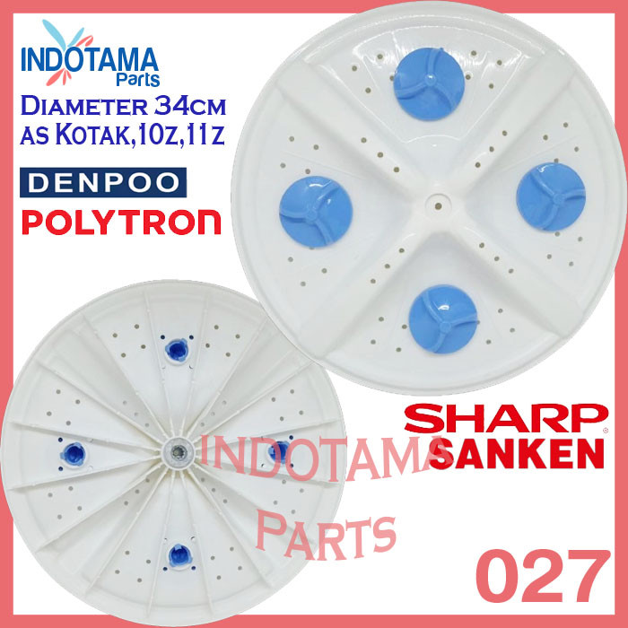 Pulsator mesin cuci multiguna / sharp diameter 34cm as kotak, gerigi 10z, dan gerigi 11z W-027