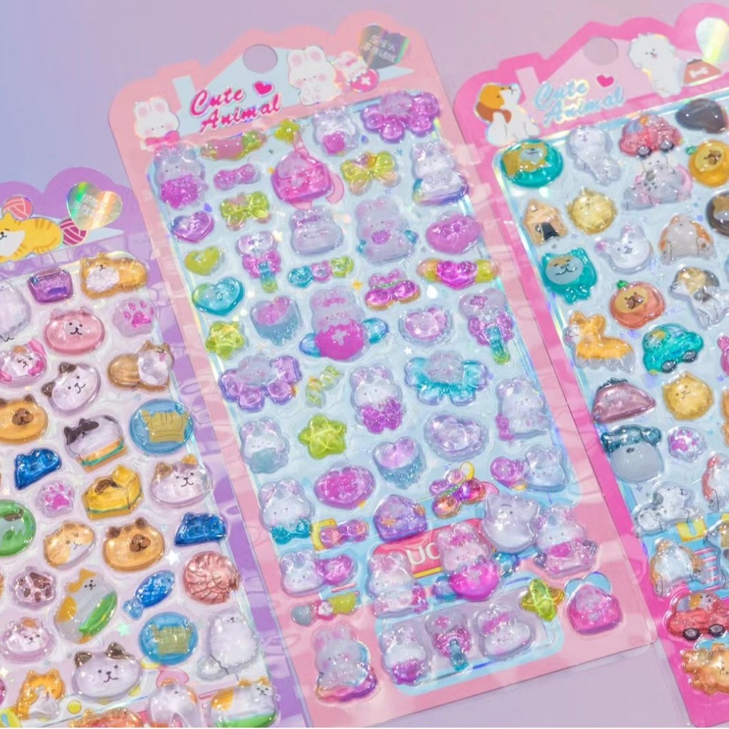 

1pcs/1lot Kawaii Scrapbook Stickers cute cartoon Junk Journal Pet Gold Planner Stationery Sticker