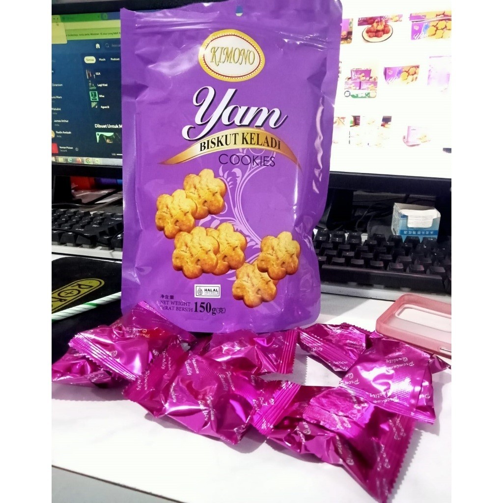 

(3 PCS)Kimono Yam Cookies Biskuit Keladi 150 gram Biscuit Talas Perbungkus