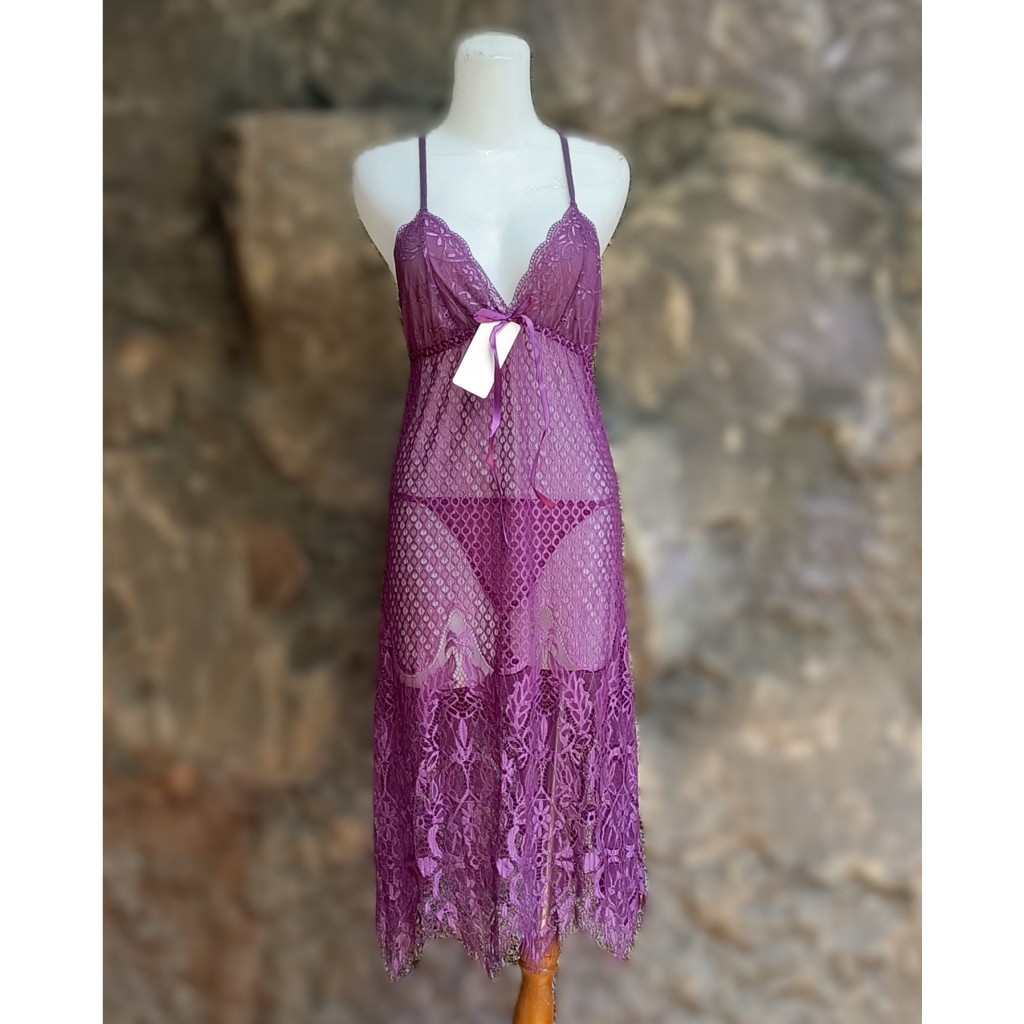 Baju Tidur Baju Dinas Malam Lingerie Dress Panjang Bahan Premium Transparan 538