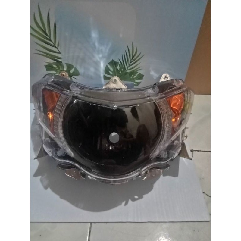 Reflektor HeadLamp Lampu Depan Mio Soul GT Coustom Hitam Oranye Glowing Fullset Terbaik Cokro Varias