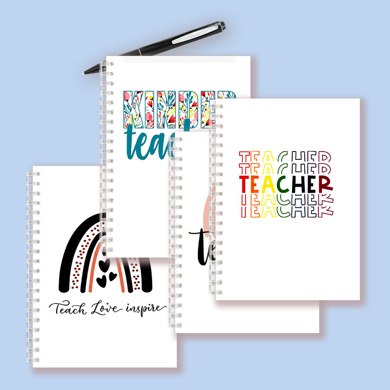 

A5 Spiral Notebook - Teach Love Inspire - Rainbow Note Book Writing Pad Journal Teacher Life Day Gift Appreciation Floral Design
