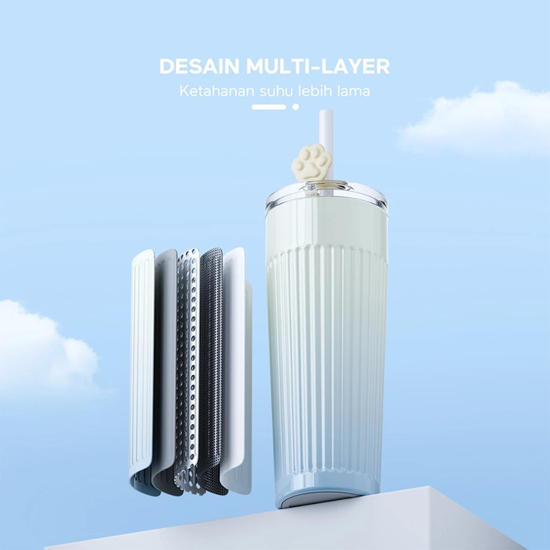 COD Sedotan Aesthetic Tumbler Stainless Steel Botol Minum Tumbler Minum 500ml